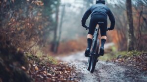 Mountain Biking Through a Forest